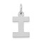 14K White Gold Small Block Intial Letter I Charm Jewerly 18mm x 10mm